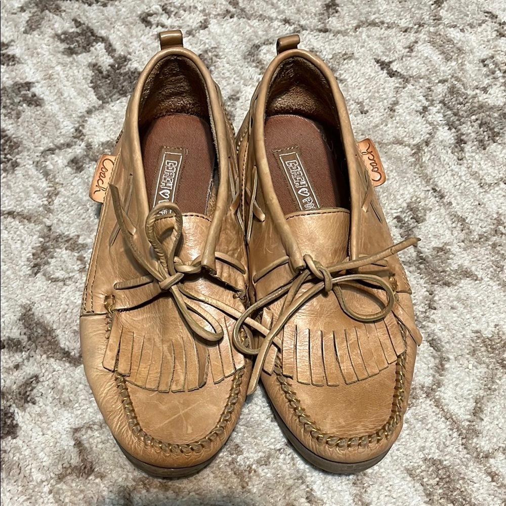 Coach Tan Leather Moccasins